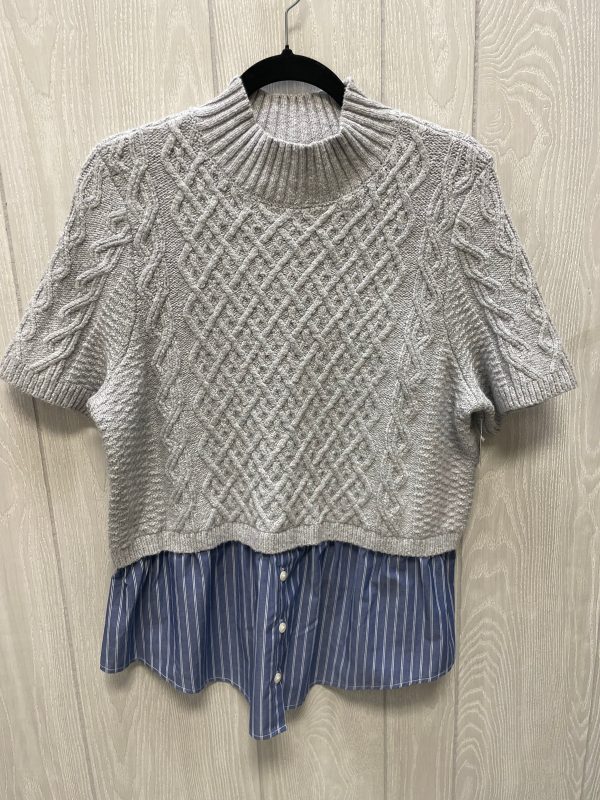 Blouse Short Sleeve By Maeve In Blue & Grey, Size: M Supply