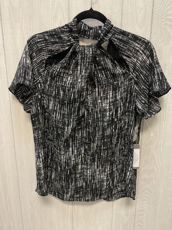 Blouse Short Sleeve By SARAH HANN In Black & Cream, Size: M Online now