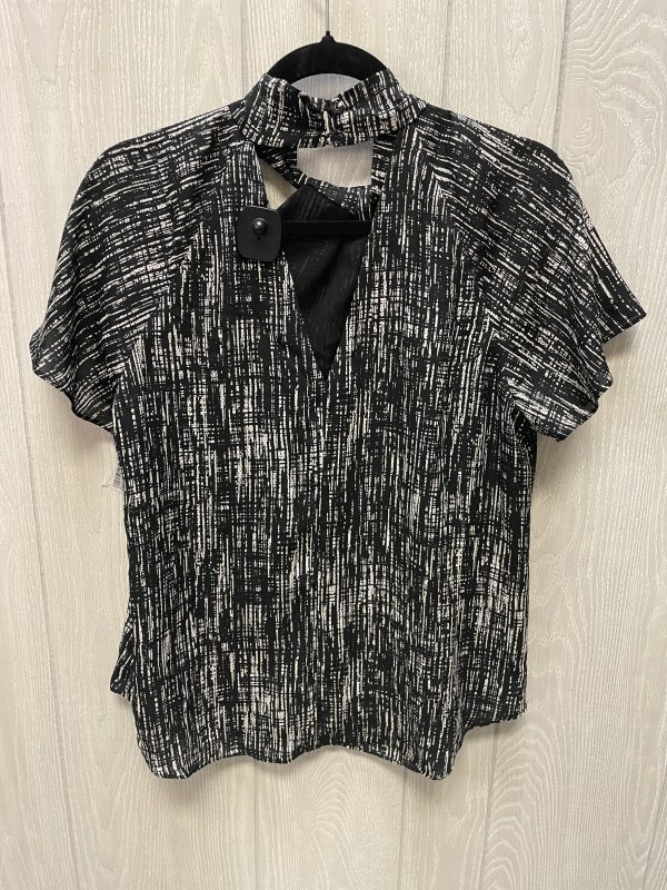 Blouse Short Sleeve By SARAH HANN In Black & Cream, Size: M Online now