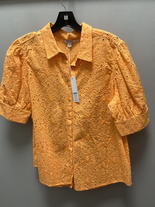 Blouse 3 4 Sleeve By Chicos In Orange, Size: M Sale