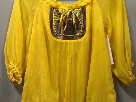 Top 3 4 Sleeve By Bebe In Yellow, Size: Xs Fashion