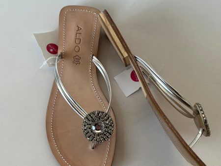 Sandals Flip Flops By Aldo In Silver, Size: 7.5 Fashion