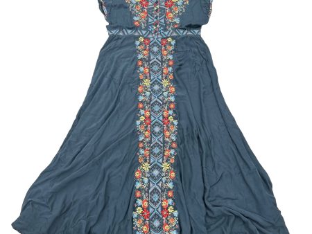 BLUE JOHNNY WAS DRESS CASUAL MAXI, Size L Fashion