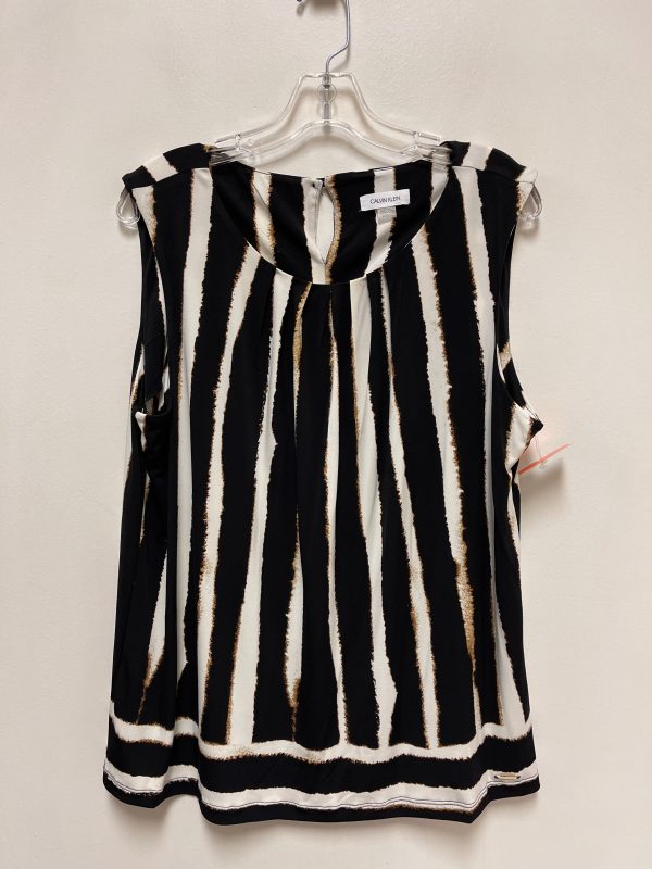 Top Sleeveless By Calvin Klein In Black & Cream, Size: 1x For Sale