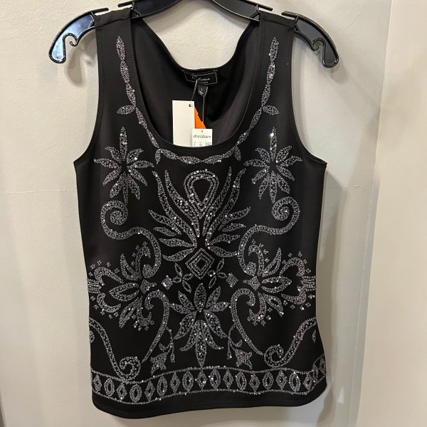 Top Sleeveless By Dressbarn In Black & Silver, Size: L Online Sale