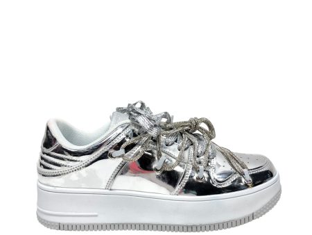 Shoes Sneakers By Clothes Mentor In Silver, Size: 7 For Sale