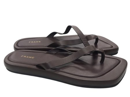 Sandals Flip Flops By Frame In Brown, Size:8 Cheap