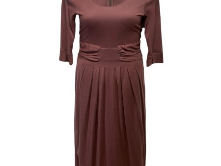 Scoop Neck Ruched Waist Pima Cotton Blend Midi Dress By Peruvian Connection In Brown, Size: M Supply