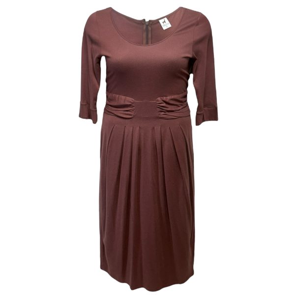 Scoop Neck Ruched Waist Pima Cotton Blend Midi Dress By Peruvian Connection In Brown, Size: M Supply