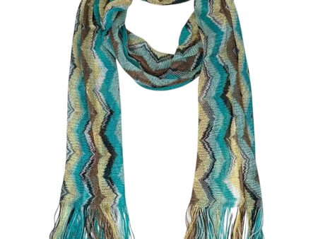 Viscose Zigzag Scarf With Fringes Luxury Designer By Missoni For Sale