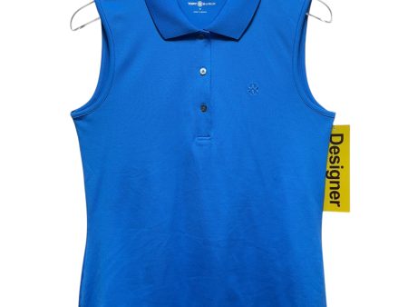 Performance Tech Pique Sleeveless Polo Designer By Tory Burch Sport In Blue, Size: M on Sale