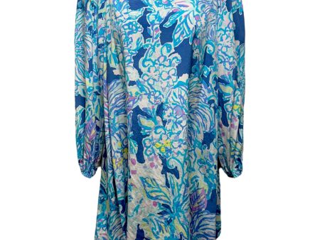 Adira Stretch Off Shoulder Silk Dress Designer By Lilly Pulitzer In Indigo Exotic Escapade, Size: XS Fashion